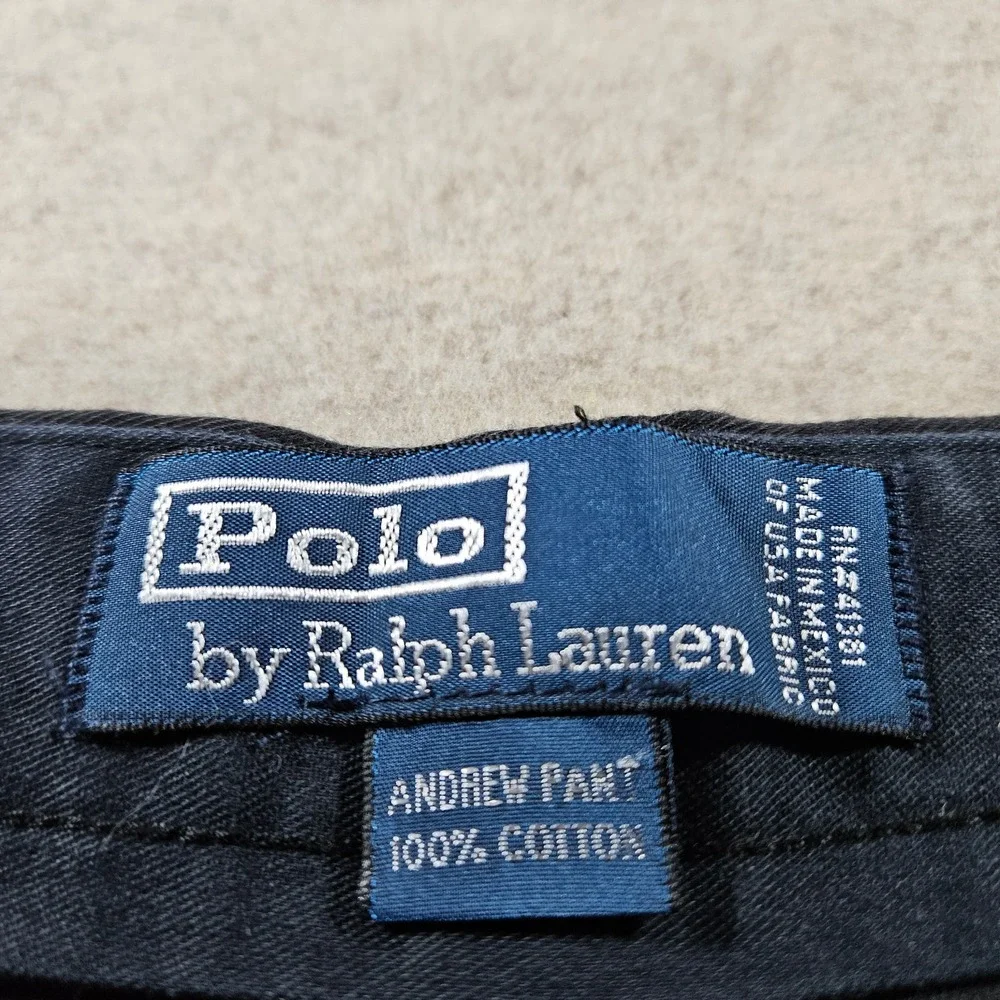 Polo Ralph Lauren Andrew Pant Mens 36x30 Black Pleated Chino Pants Cotton